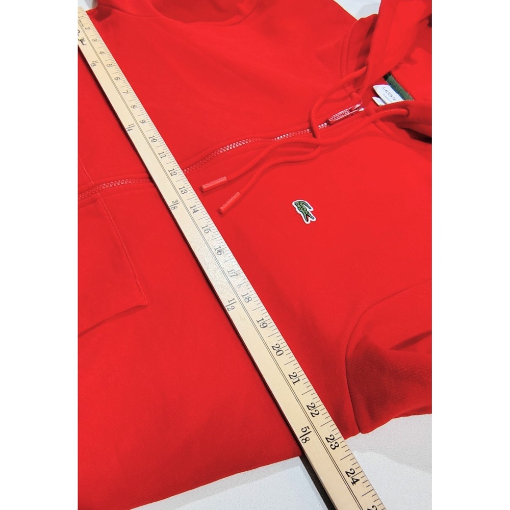 Lacoste Sport Hoodie Mens Large Red Full Zip Cotton Blend Fleece Sweatshirt Logo - Picture 11 of 15